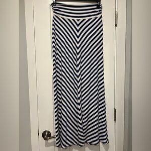 Merona Navy and White Striped A-Line Skirt